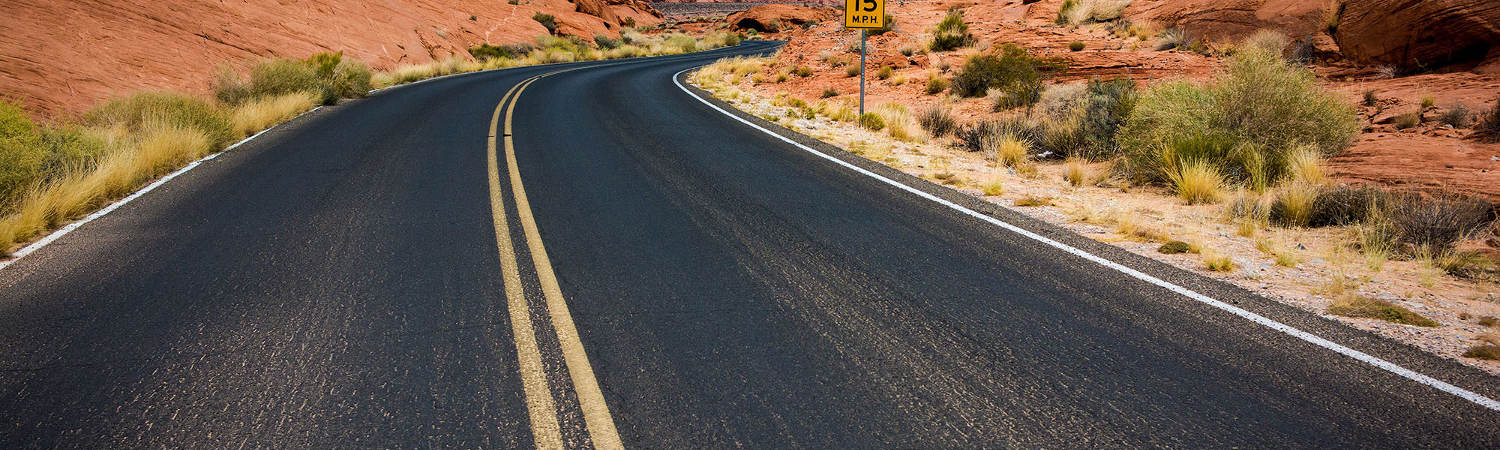 Desert view of the open road